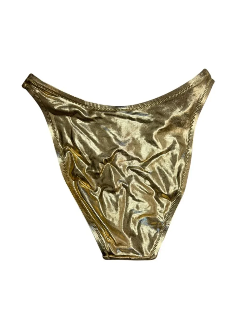 Skims Metallic Gold Bikini Bottoms Size S High Cut Swim NWOT